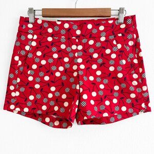 NWT J.Crew Factory Classic Chino Shorts Red with Cherry Print size 0